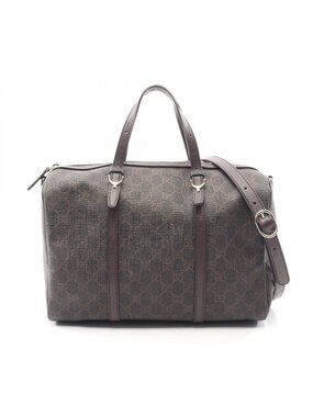 Gucci Handbag GG Supreme 2-Way Dark Brown Canvas Leather